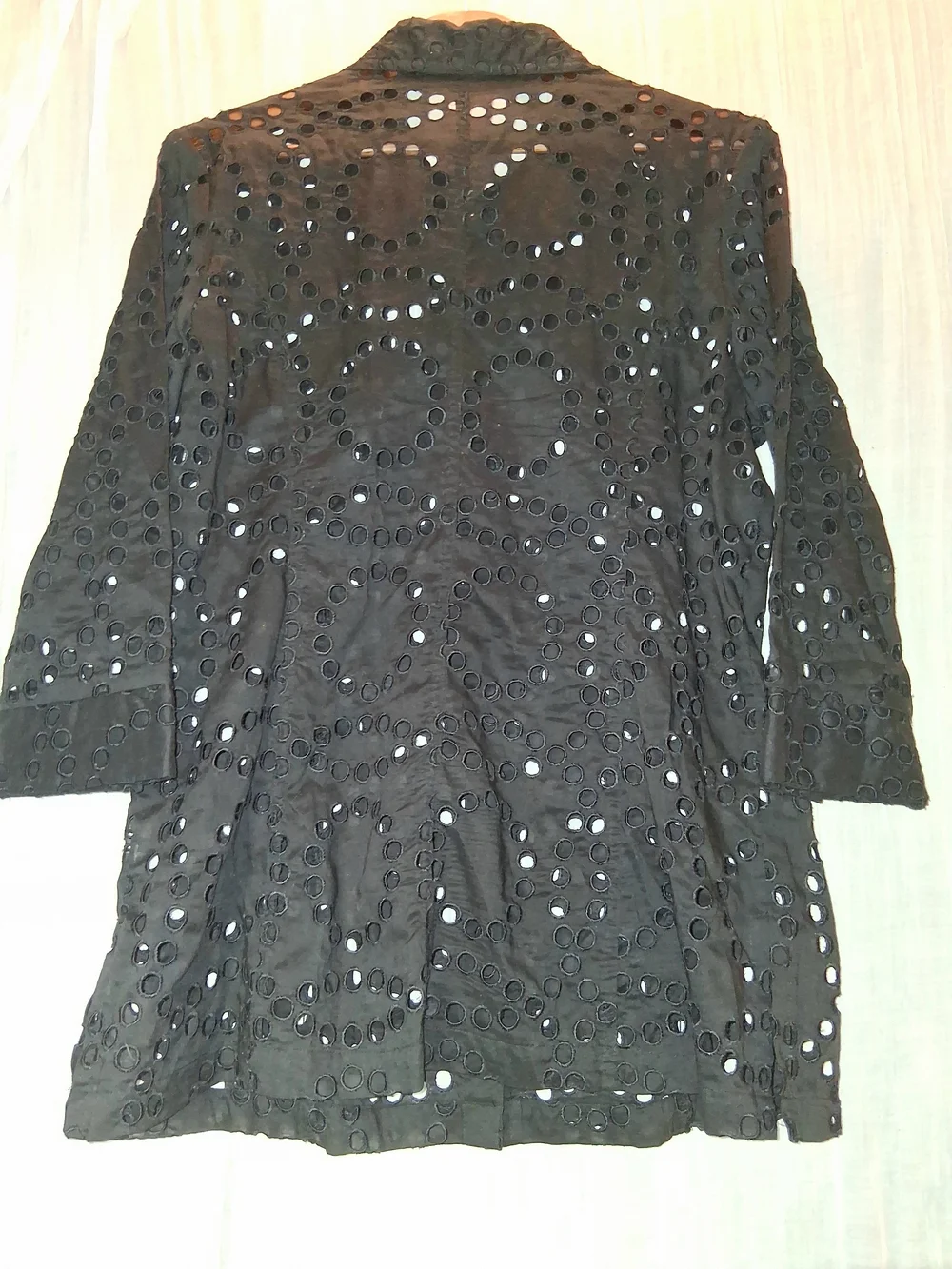 Samuel Dong Black Eyelet Button-Down Shirt Bathing Suit Coverup - Picture 4 of 4